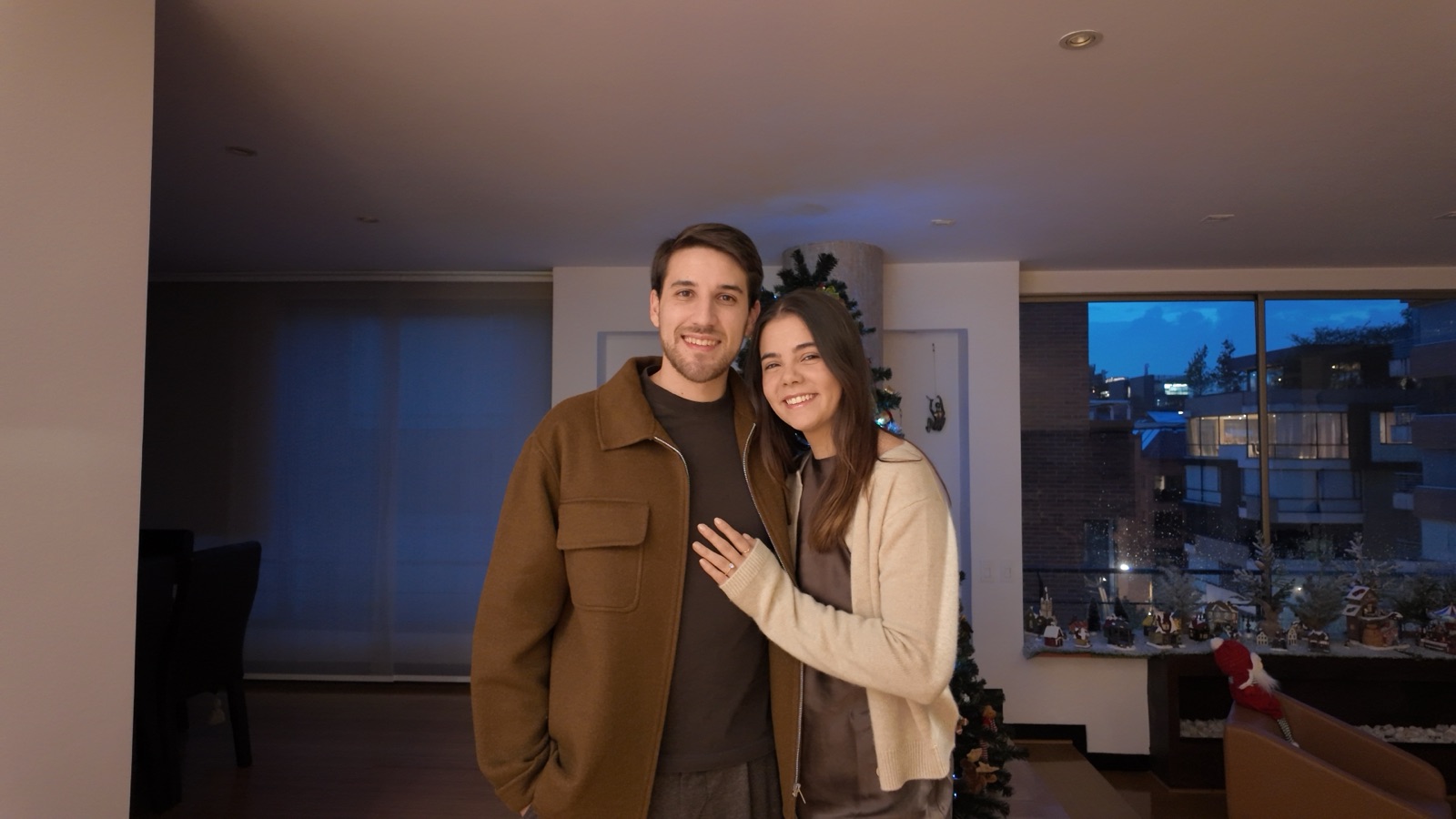 Engaged, at home at Christmas